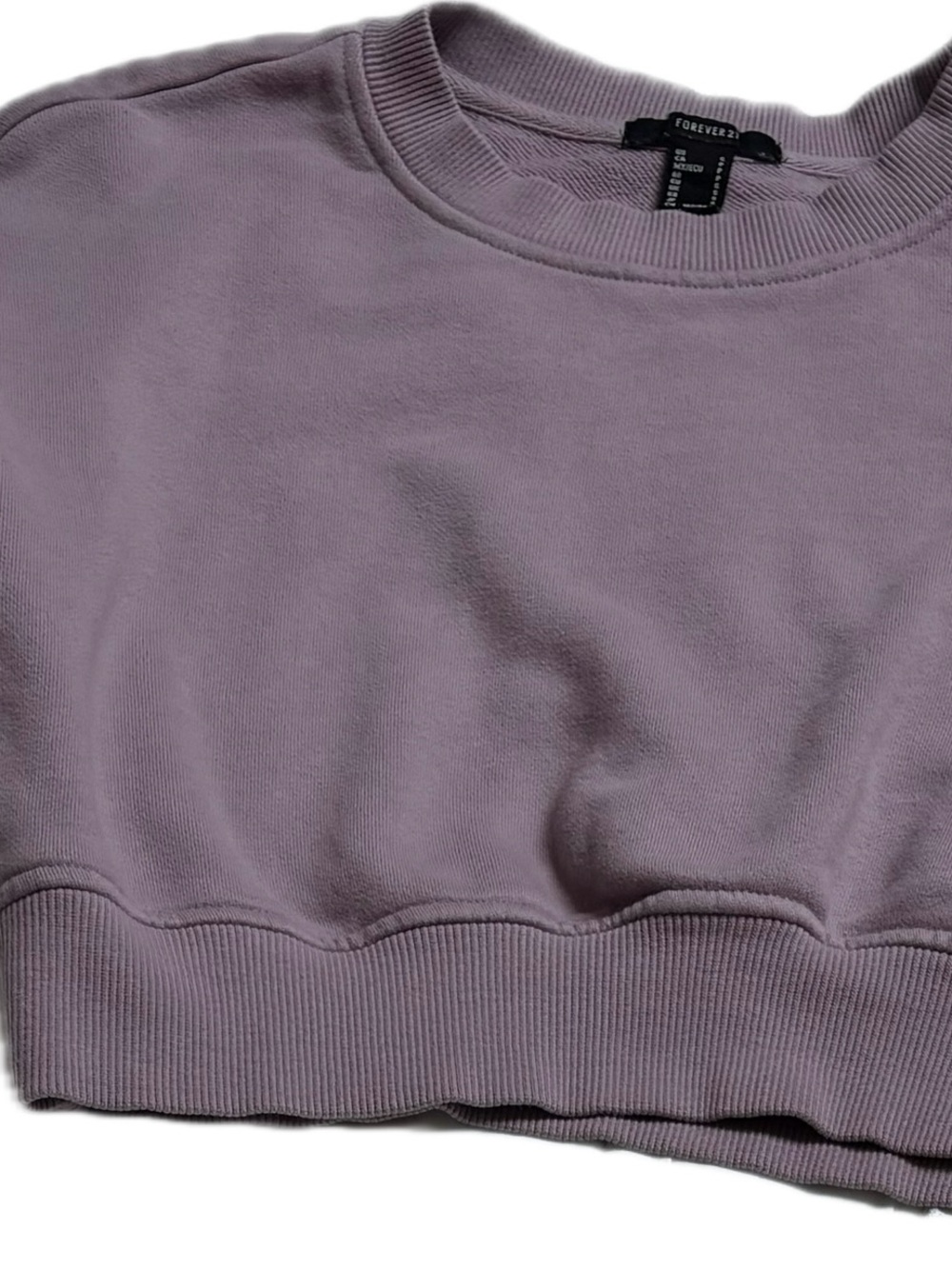 Forever 21 Mauve Cropped Crewneck Sweatshirt